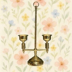 Vintage Copper Craft Brass Double Candlestick Holder USA Solid Brass